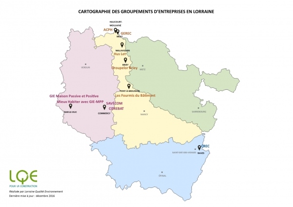 cartographie des groupements d'entreprises permanents en Lorraine