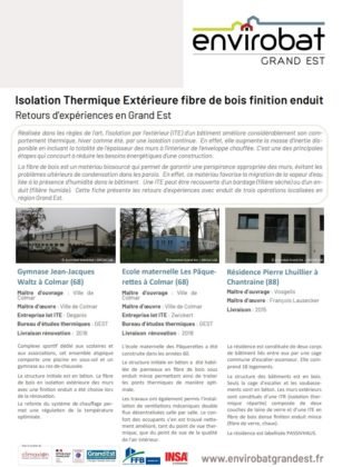 Nouvelle fiche « Isolation Thermique Extérieure fibre de bois finition enduit : retours d’expérience en Grand Est »