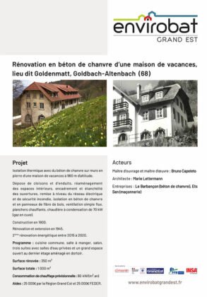 Une nouvelle fiche est disponible : rénovation d’une maison de vacances en béton de chanvre